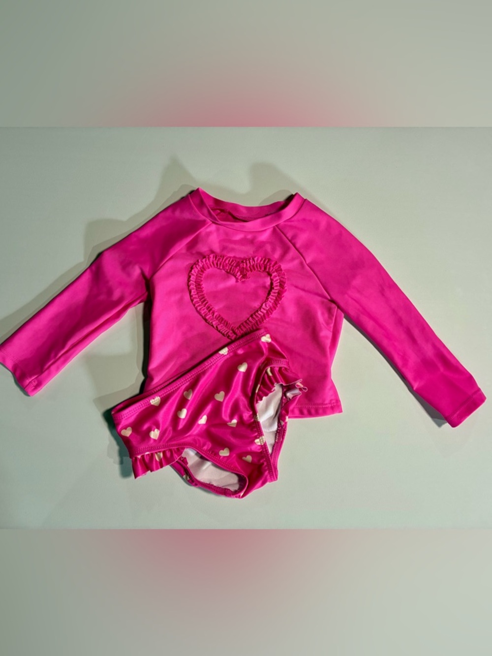 Cat & Jack Pink Heart Rashguard Swim Set